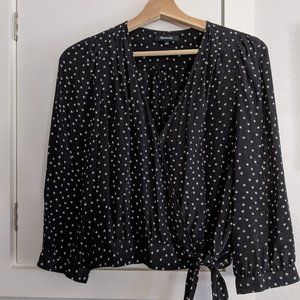 Madewell Silk Wrap Top in Star Scatter L